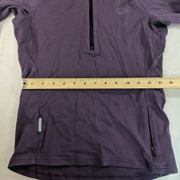 Icebreaker Sport 320 Women XS Merino Purple 1/4 Zip Long Sleeve Shirt Sweater - Picture 9 of 13
